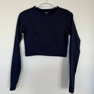$35 Retail – Aerie Navy Long Sleeve Cropped Active Top Athletic S